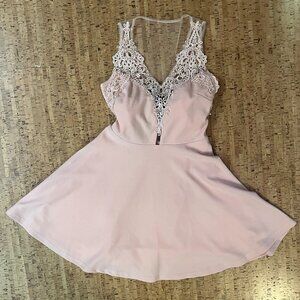 Pink Lace Mini Dress - Small